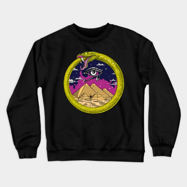 Egyptian Pyramids Ouroboros Crewneck Sweatshirt by underheaven